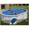 Image de Kit piscine acier blanc Gré Bora Bora ovale 5,27 x 3,27 x 1,22 m + Bâche hiver