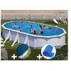 Image de Kit piscine acier blanc Gré Atlantis ovale 8,15 x 4,90 x 1,32 m + Bâche hiver + Bâche à bulles