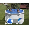 Image de Kit piscine acier blanc Gré Fidji ronde 2,60 x 1,22 m + Bâche à bulles + Tapis de sol