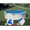 Image de Kit piscine acier blanc Gré Bora Bora ronde 3,70 x 1,22 m + Bâche à bulles + Tapis de sol