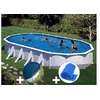 Image de Kit piscine acier blanc Gré Atlantis ovale 10,20 x 5,75 x 1,32 m + Bâche hiver + Bâche à bulles