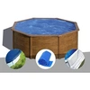 Image de Kit piscine acier aspect bois Gré Sicilia ronde 3,70 x 1,22 m + Bâche hiver + Bâche à bulles + Tapis de sol