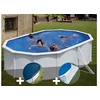 Image de Kit piscine acier blanc Gré Bora Bora ovale 5,27 x 3,27 x 1,22 m + Bâche hiver + Tapis de sol