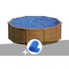 Image de Kit piscine acier aspect bois Gré Sicilia ronde 3,20 x 1,22 m + Bâche à bulles