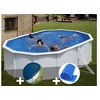 Image de Kit piscine acier blanc Gré Bora Bora ovale 5,27 x 3,27 x 1,22 m + Bâche hiver + Bâche à bulles