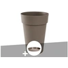 Image de Pot de fleur rond Toscane Ø 46 x H.65 cm Taupe + Soucoupe -
