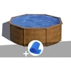 Image de Kit piscine acier aspect bois Gré Sicilia ronde 3,70 x 1,22 m + Bâche à bulles