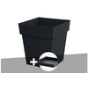 Image de Pot de fleur carré Toscane 39 x H.39 cm Anthracite + Soucoupe -