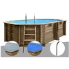 Image de Kit piscine bois Grénade 4,36 x 3,36 x 1,17 m + Bâche hiver + Bâche à bulles + Douche