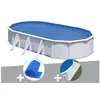 Image de Kit piscine acier blanc Gré Fidji ovale 5,27 x 3,27 x 1,22 m + Bâche à bulles + Tapis de sol