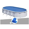 Image de Kit piscine acier blanc Gré Fidji ovale 5,27 x 3,27 x 1,22 m + Bâche à bulles