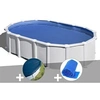 Image de Kit piscine acier blanc Gré Haïti ovale 6,34 x 3,99 x 1,32 m + Bâche hiver + Bâche à bulles