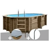 Image de Kit piscine bois Grénade 4,36 x 3,36 x 1,17 m + Bâche hiver + Douche
