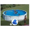 Image de Kit piscine acier blanc Gré Fidji ronde 5,70 x 1,22 m + Bâche à bulles