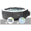 Image de Kit spa gonflable PureSpa Carbone octogonal Bulles et Jets 4 places + 12 filtres + 5 kg de sel