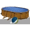 Image de Kit piscine acier aspect bois Gré Mauritius ovale 5,27 x 3,27 x 1,32 m + Bâche hiver