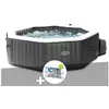 Image de Kit spa gonflable PureSpa Carbone octogonal Bulles et Jets 4 places + 12 filtres