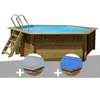 Image de Kit piscine bois Gré Vanille 2 Ø 4,00 x 1,19 m + Bâche hiver + Bâche à bulles