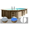 Image de Kit piscine bois Gré Safran 6,20 x 3,95 x 1,36 m + Bâche hiver + Bâche à bulles + Douche