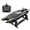 Image de Bateau radio commandé 2.4G RC pour enfants 25KM / H course à grande vitesse 2 canaux A - Noir