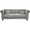 Image de Canape droit ebuy24 3 places en velours gris 217 x 217 x 80 cm
