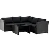 Image de - Ensemble canapé d'angle et table basse en résine tressée Haiti noir