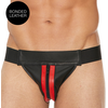 Image de Jockstrap avec Zip Striped Front Noir-Rouge L/XL