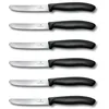 Image de Victorinox Swiss Classic, Couteau à petit déjeuner, Couteau à pain, Lame tranchante, dentelée, 11 cm, Manche plastique, Acier inoxydable, Set 6 Pièces, Noir en occasion ou reconditionné