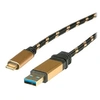 Image de Roline Gold - Câble USB - USB type A (M) pour 24 pin USB-C (M) - USB 3.1 - 5 V - 900 mA - 1 m - Noir/or