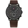 Image de Tommy Hilfiger Montre Analogique Multifunction à Quartz pour Homme avec Bracelet en Cuir Marron Foncé - 1791799 en occasion ou reconditionné