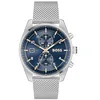 Image de BOSS Montre Chronographe à Quartz pour Homme Collection SKYTRAVELLER avec Bracelet en Cuir ou Acier Inoxydable, Blue en occasion ou reconditionné