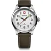 Image de WENGER Montre pour Homme Terragraph Analogique Quartz, Ø 43 mm, Swiss Made, Étanche jusqu'à 100 m, Blanc/Argent, Bracelet en Cuir, 01.0541.120 en occasion ou reconditionné