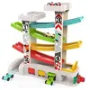 Image de Jouet Garage Voiture Bois pour Enfant Rampe de Course en Bois avec 4 Voitures