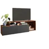 Image de Meuble TV 50 Pouces 2 Abattants Noir et Chêne foncé L 164 H 46.5 P 37.5 cm - L 164 x l 37.5 x H 46.5 cm