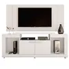 Image de Meuble TV Mural 55 Pouces Blanc 5 Niches Roulettes L 173 H 160.5 P 38.5 cm - L 173 x l 38.5 x H 160.5 cm