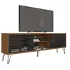 Image de Meuble TV 72 Pouces Chêne et Noir 4 Niches 2 Portes L 180 H 65 P 33 cm - L 180 x l 33 x H 65 cm