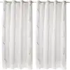Image de Voilage blanc avec motif argenté en polyester 240 x 135 cm