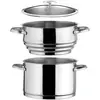 Image de 1 faitout inox 24 cm, 1 couvercle et 1 cuit vapeur universel