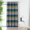 Image de Rideau imprimés '' géométriques'' avec rayures polyester/poly-lin bleu