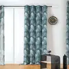 Image de Rideau imprimé feuilles de ginko polyester bleu 135x240 cm