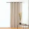 Image de Voilage aux fines rayures noires poly-lin beige 145x260 cm