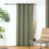 Image de Voilage aux fines rayures noires poly-lin vert 145x260 cm
