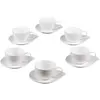 Image de Coffret de 6 tasses à café avec sous tasses 10 cl pétale blanches en