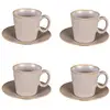 Image de Coffret de 4 tasses à café avec sous tasses liv gris en porcelaine