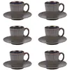 Image de Coffret de 6 tasses à café avec sous tasses liv 9 cl bleues en