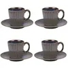 Image de Coffret de 4 tasses à café avec sous tasses liv 22 cl bleues en