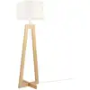 Image de Lampadaire en tissu blanc et en bois h120 aluminor