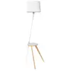 Image de Lampadaire h154 en bois et en métal blanc aluminor