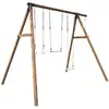 Image de Portique en bois avec corde, balançoire, trapèze et anneaux