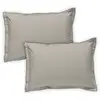 Image de Lot de 2 taies d'oreiller unies coton finition bourdon beige 50x70cm